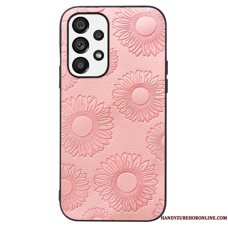 Coque Samsung Galaxy A13 Effet Cuir Fleurs