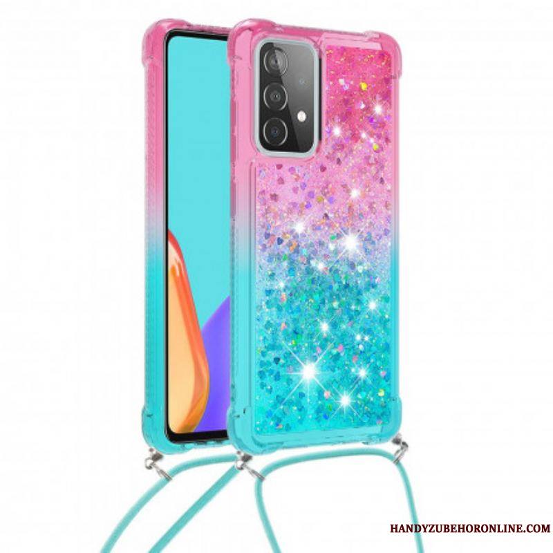 Coque Samsung Galaxy A52 4G / A52 5G / A52s 5G Silicone Paillettes et Cordon