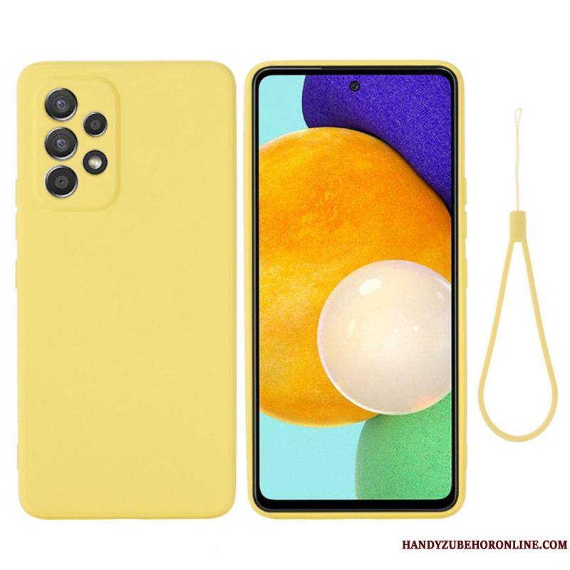 Coque Samsung Galaxy M53 5G Silicone Liquide avec Lanière