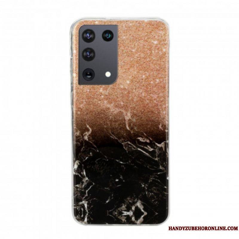 Coque Samsung Galaxy S21 Ultra 5G Marbre Paillettes Dégradés