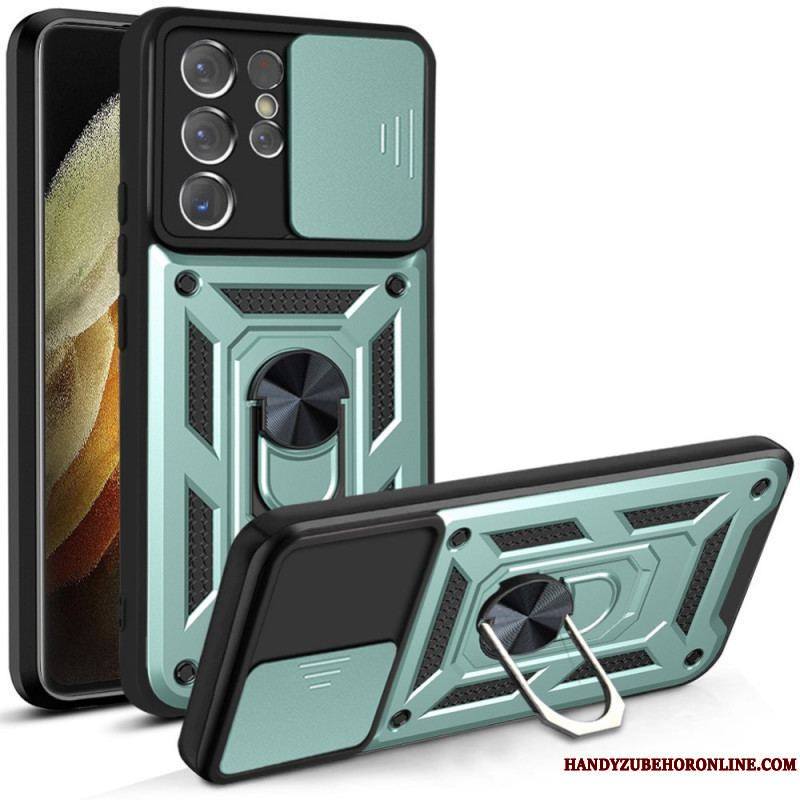 Coque Samsung Galaxy S21 Ultra 5G Support et Protège-Lentilles Design