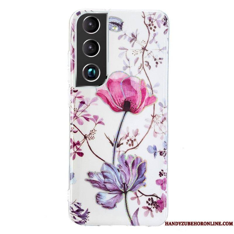 Coque Samsung Galaxy S22 5G Marbrée Fleurs