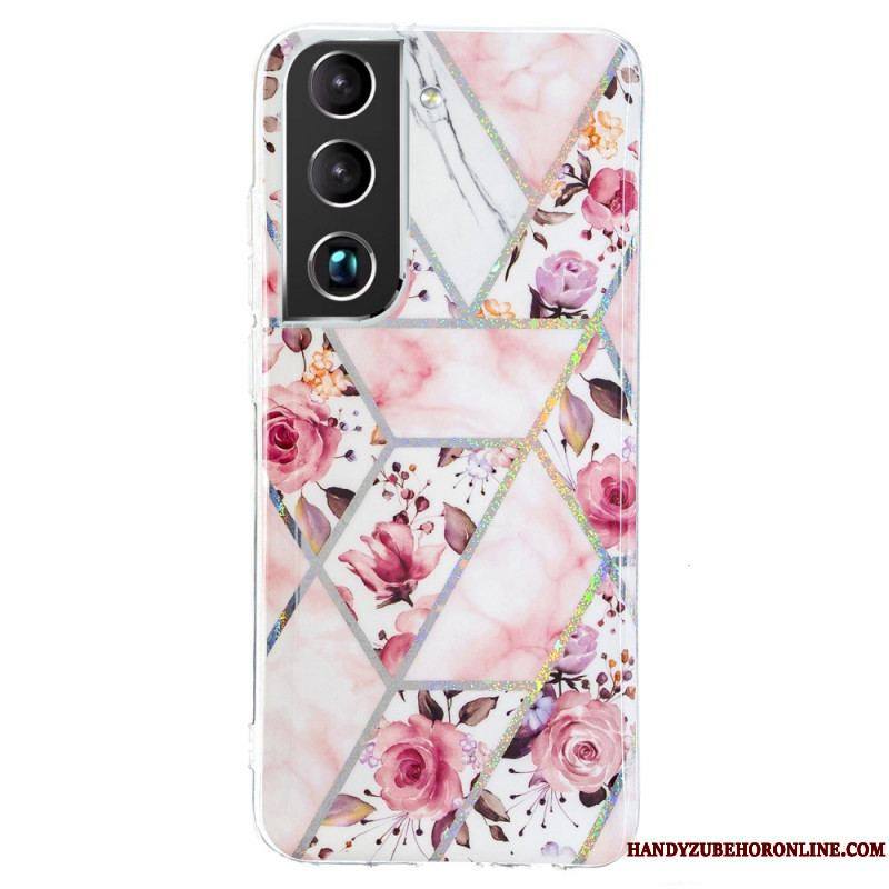 Coque Samsung Galaxy S22 5G Marbrée Fleurs