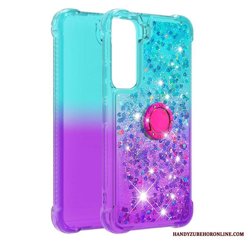 Coque Samsung Galaxy S22 5G Paillettes Anneau-Support