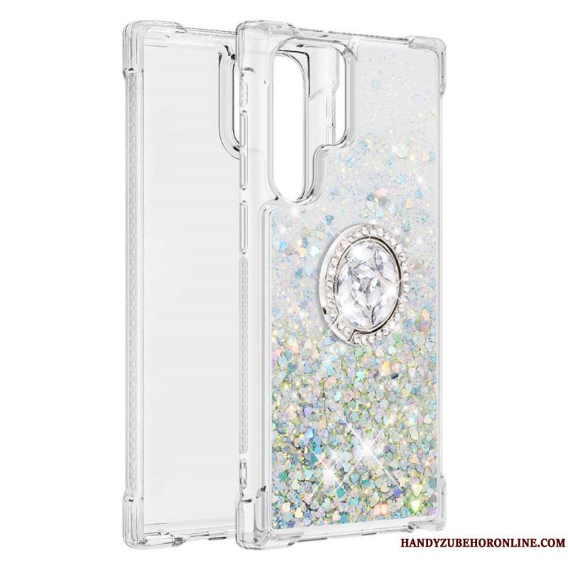 Coque Samsung Galaxy S22 Ultra 5G Paillettes Anneau-Support