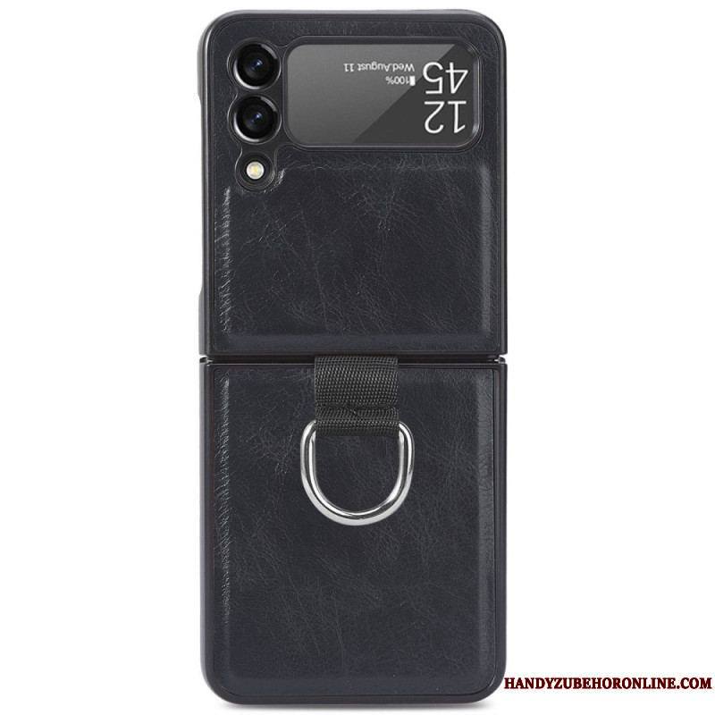 Coque Samsung Galaxy Z Flip 3 5G Style Cuir Vintage avec Anneau