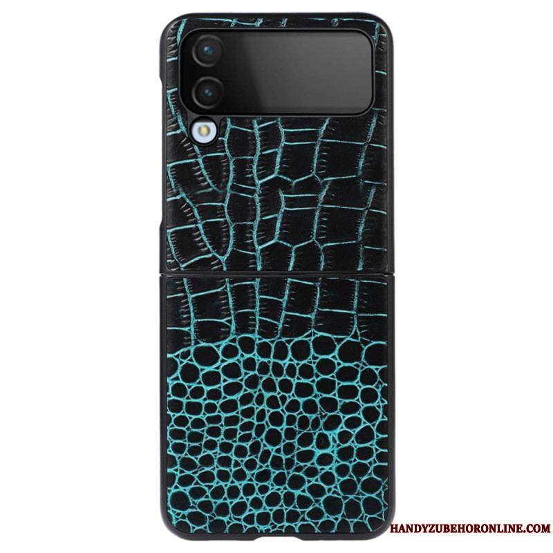 Coque Samsung Galaxy Z Flip 4 Cuir Véritable Effet Crocodile