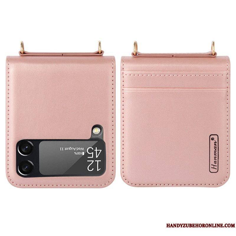 Coque Samsung Galaxy Z Flip 4 Style Cuir avec Lanière