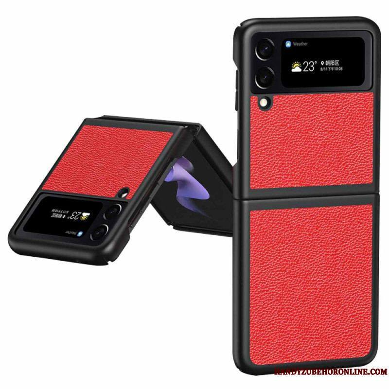 Coque Samsung Galaxy Z Flip 4 Véritable Cuir Litchi Color