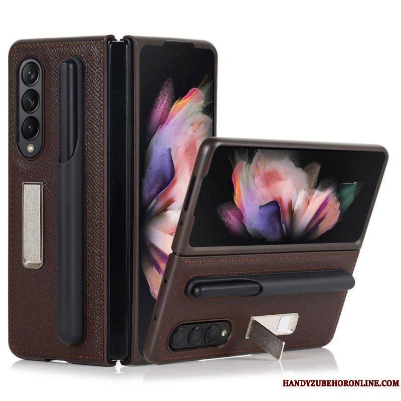 Coque Samsung Galaxy Z Fold 3 5G Cuir Véritable Support et Porte-Stylet