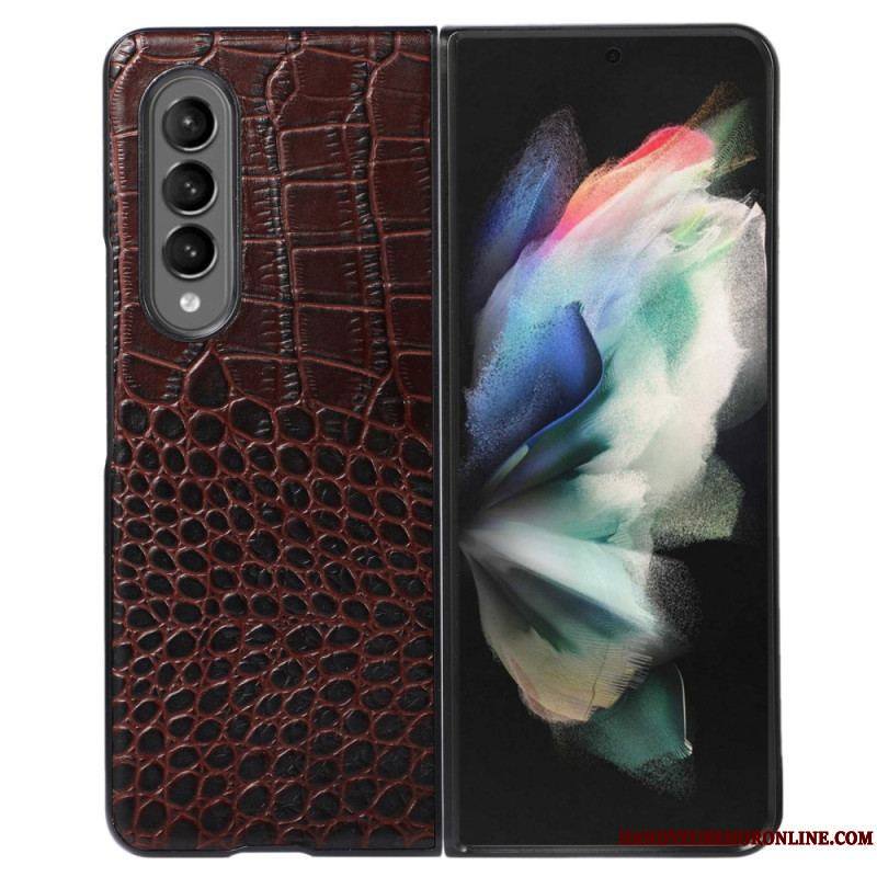 Coque Samsung Galaxy Z Fold 4 Cuir Véritable Effet Crocodile Tendance