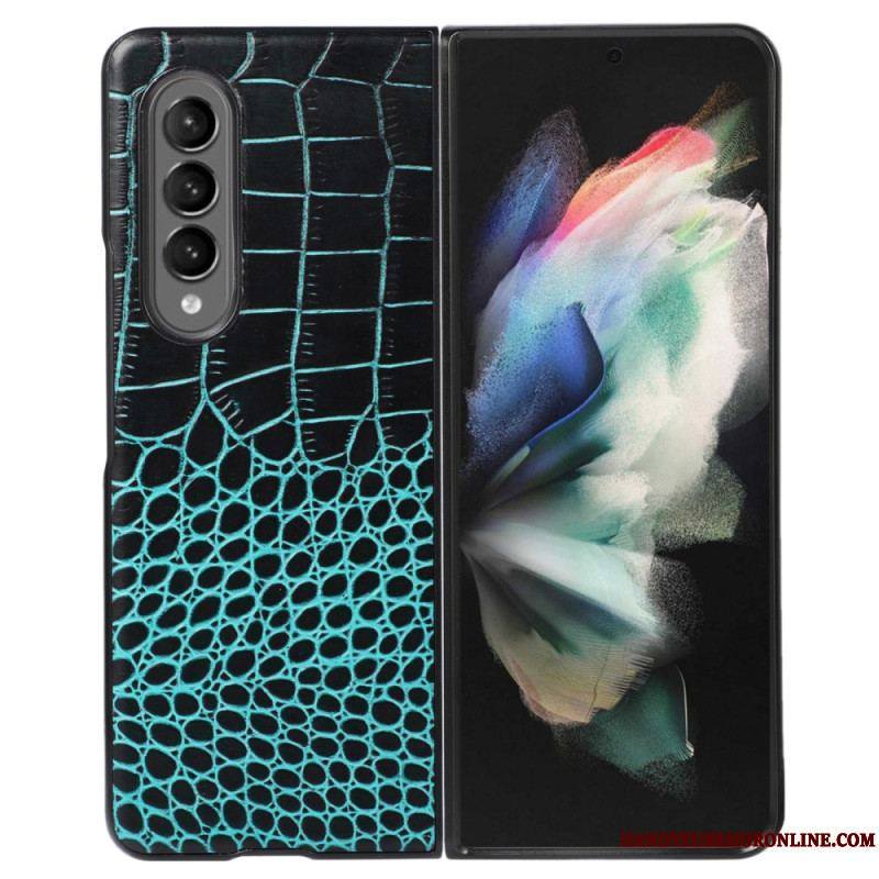 Coque Samsung Galaxy Z Fold 4 Cuir Véritable Effet Crocodile Tendance