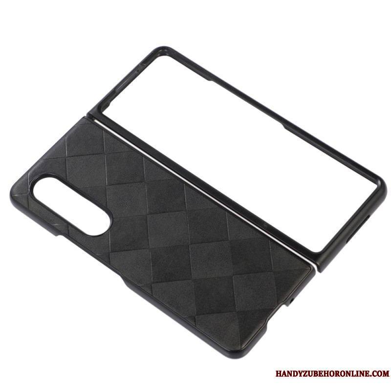 Coque Samsung Galaxy Z Fold 4 Simili Cuir Motif Carreaux