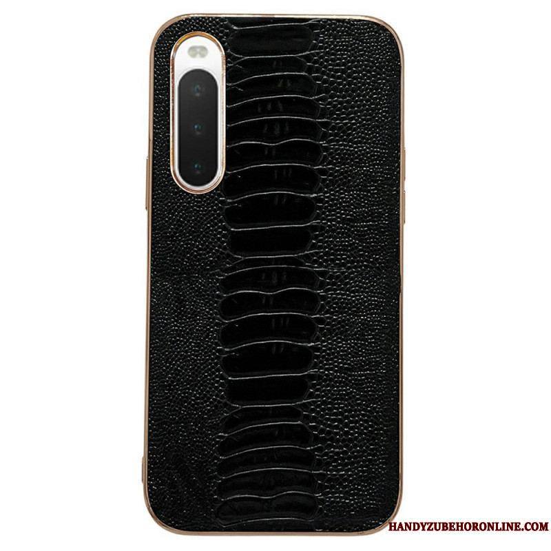 Coque Sony Xperia 10 IV Cuir Véritable Style Crocodile