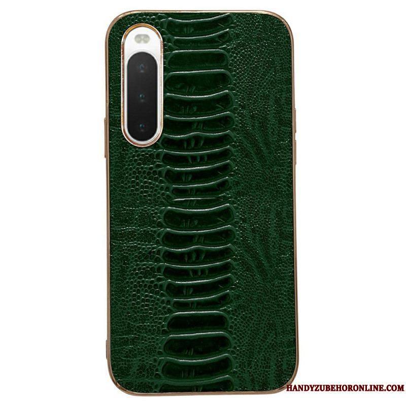 Coque Sony Xperia 10 IV Cuir Véritable Style Crocodile