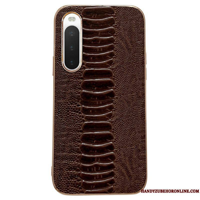 Coque Sony Xperia 10 IV Cuir Véritable Style Crocodile