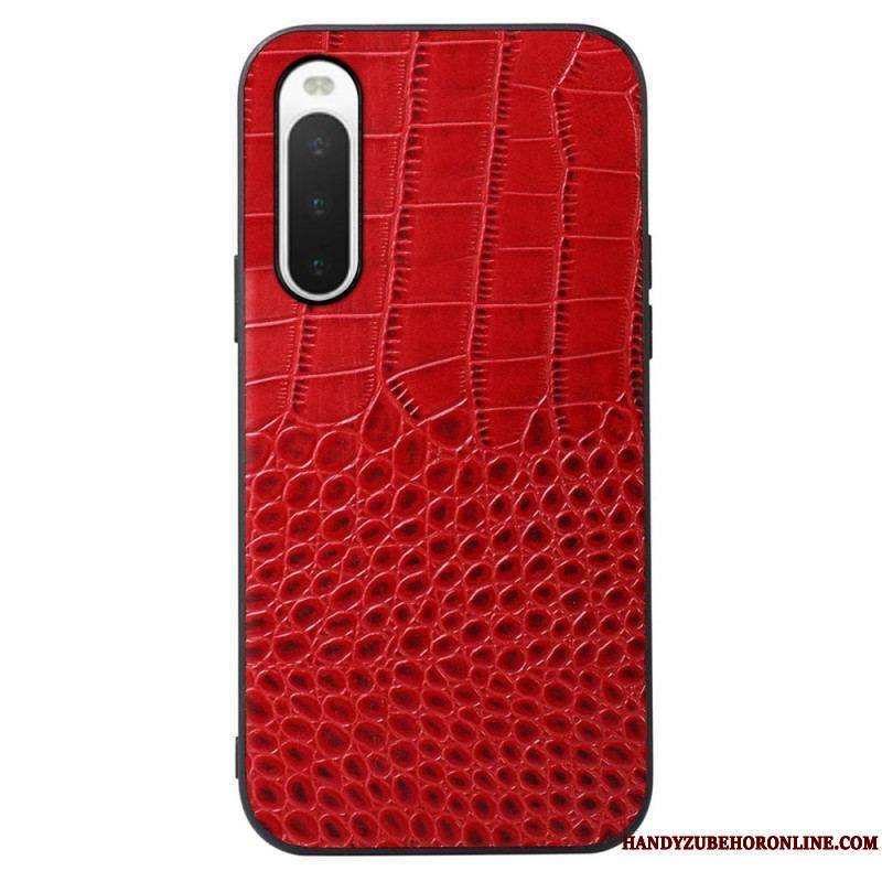 Coque Sony Xperia 10 IV Véritable Cuir Texture Crocodile