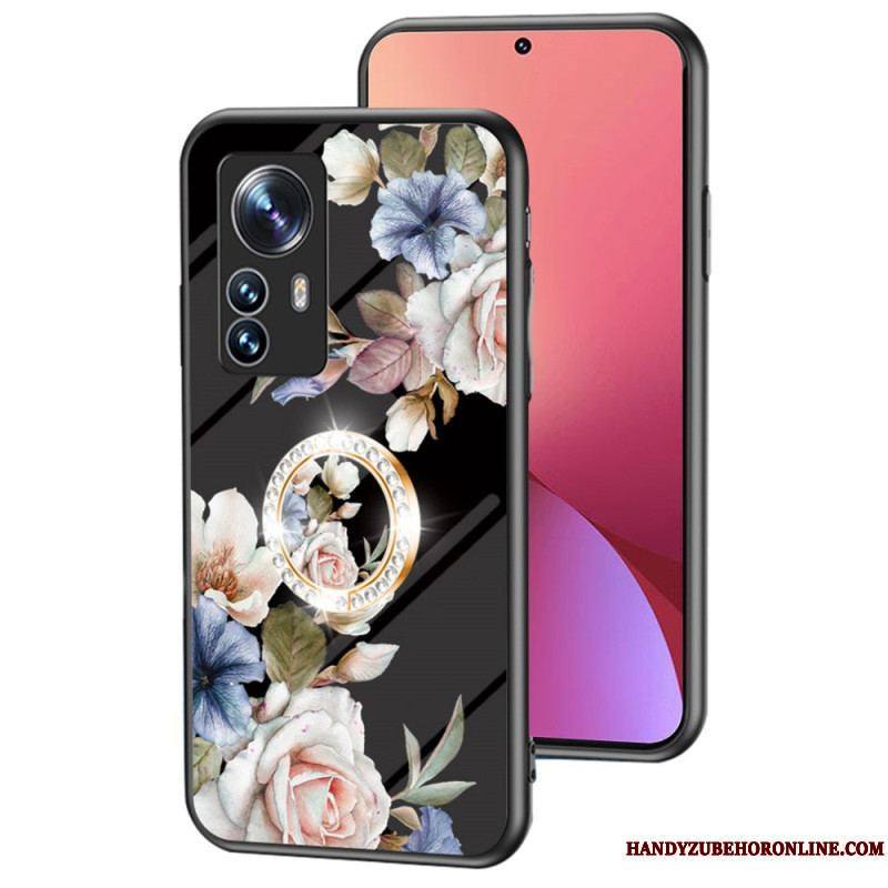 Coque Xiaomi 12 / 12X Verre Trempé avec Anneau Fleurs