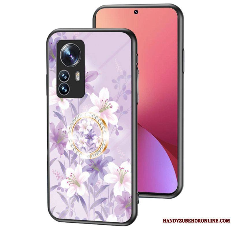 Coque Xiaomi 12 / 12X Verre Trempé avec Anneau Fleurs