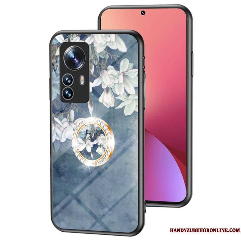 Coque Xiaomi 12 / 12X Verre Trempé avec Anneau Fleurs