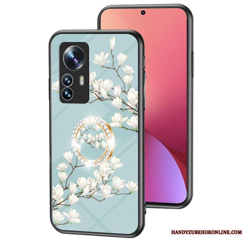 Coque Xiaomi 12 / 12X Verre Trempé avec Anneau Fleurs