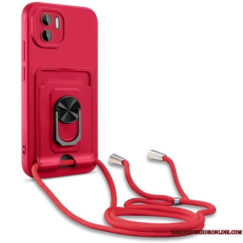 Coque Xiaomi Redmi A1 à Cordon avec Porte-Carte et Anneau-Support