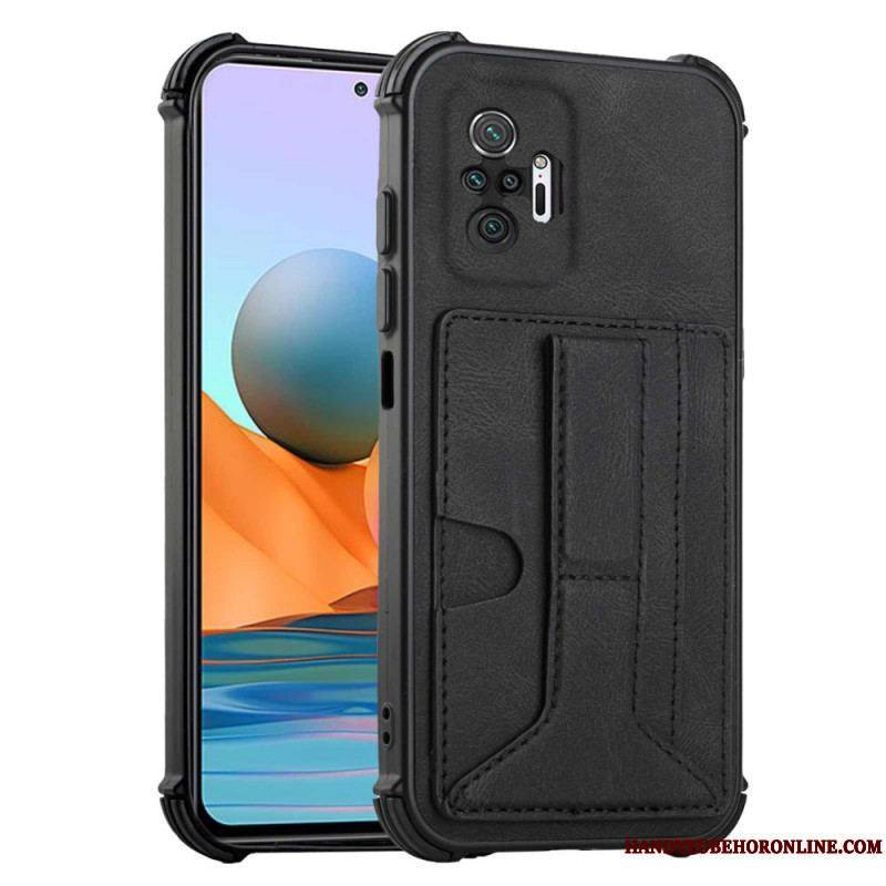 Coque Xiaomi Redmi Note 10 Pro Effet Cuir Avec Porte Cartes et Sangle