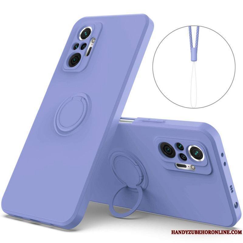 Coque Xiaomi Redmi Note 10 Pro Silicone Liquide Anneau et Lanière