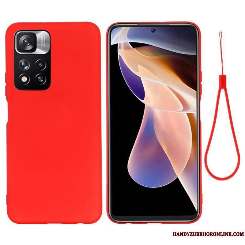 Coque Xiaomi Redmi Note 11 Pro Plus 5G Silicone Liquide avec Lanière