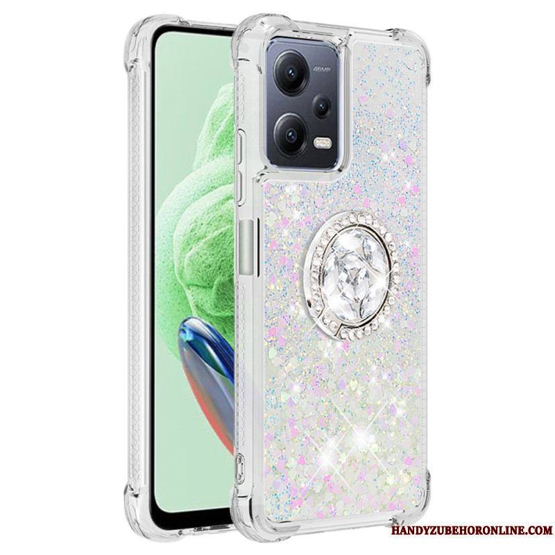 Coque Xiaomi Redmi Note 12/Poco X5 5G Paillettes Colorées Anneau-Support