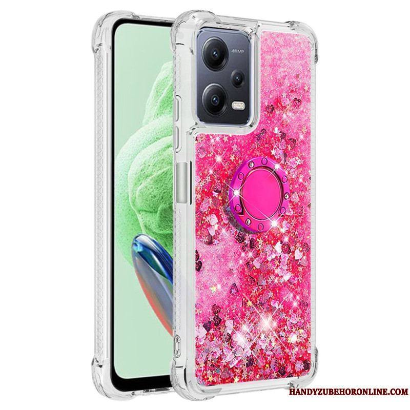 Coque Xiaomi Redmi Note 12/Poco X5 5G Paillettes Colorées Anneau-Support