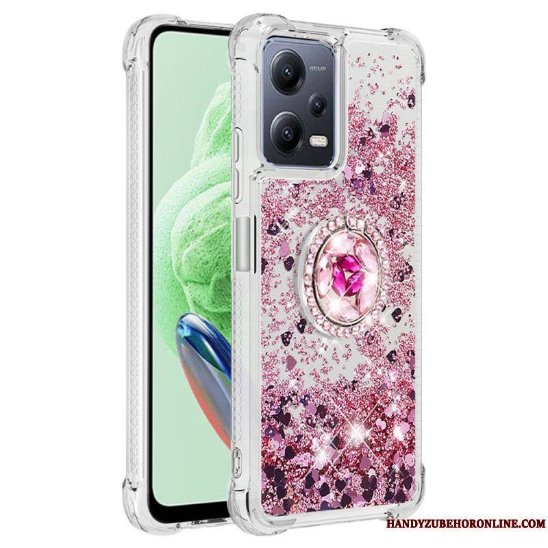 Coque Xiaomi Redmi Note 12/Poco X5 5G Paillettes Colorées Anneau-Support