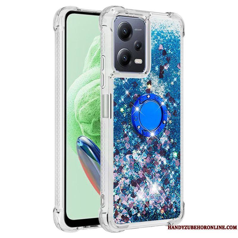 Coque Xiaomi Redmi Note 12/Poco X5 5G Paillettes Colorées Anneau-Support