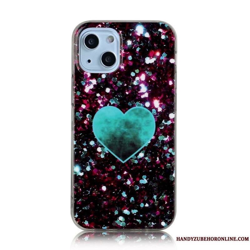 Coque iPhone 13 Mini Marbre Paillettes