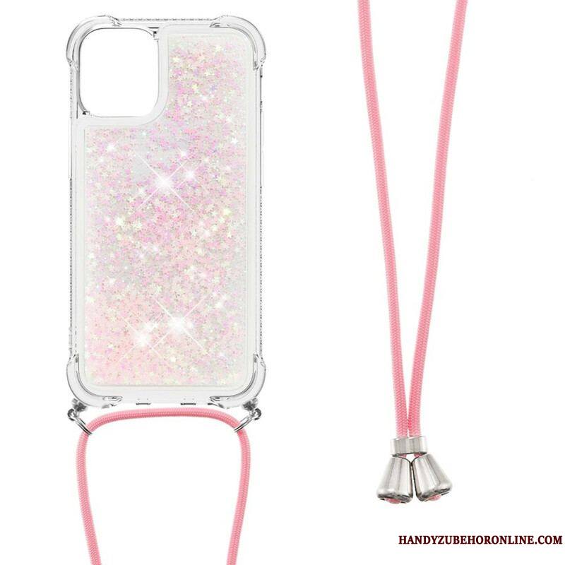 Coque iPhone 13 Mini Paillettes avec Cordon