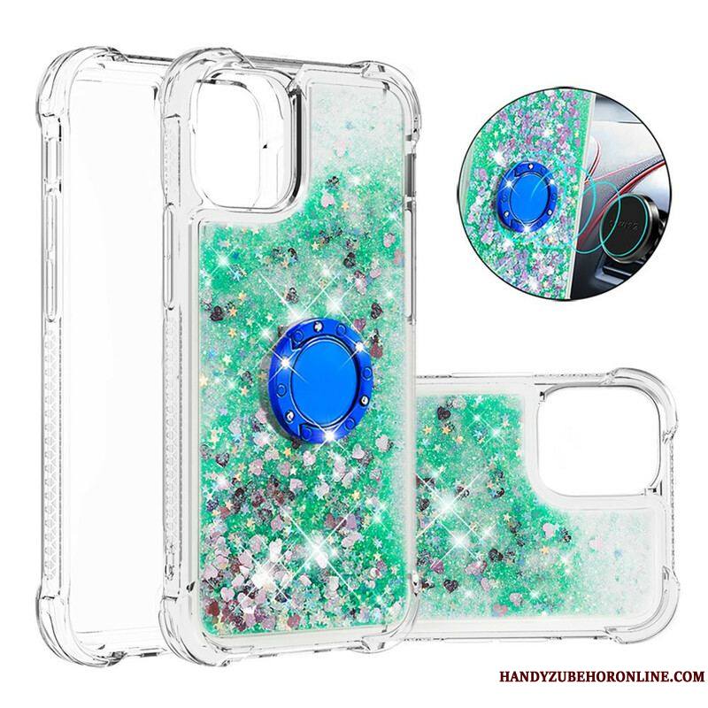 Coque iPhone 13 Pro Paillettes avec Anneau-Support