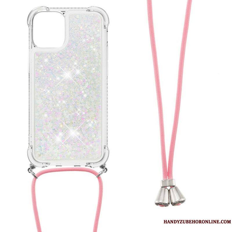 Coque iPhone 13 Pro Paillettes avec Cordon