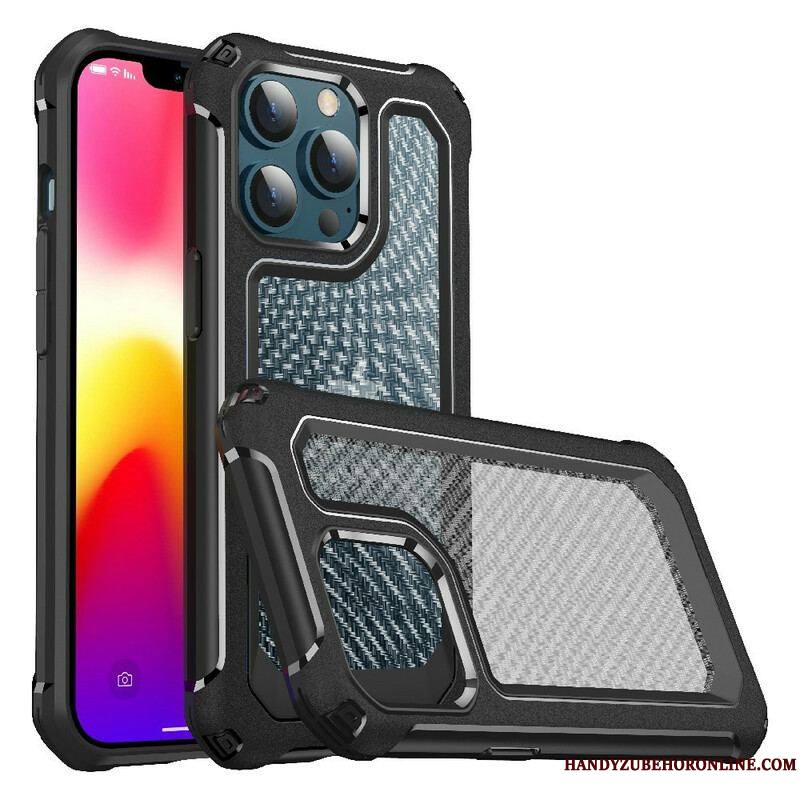 Coque iPhone 13 Pro Transparente Texture Fibre Carbone