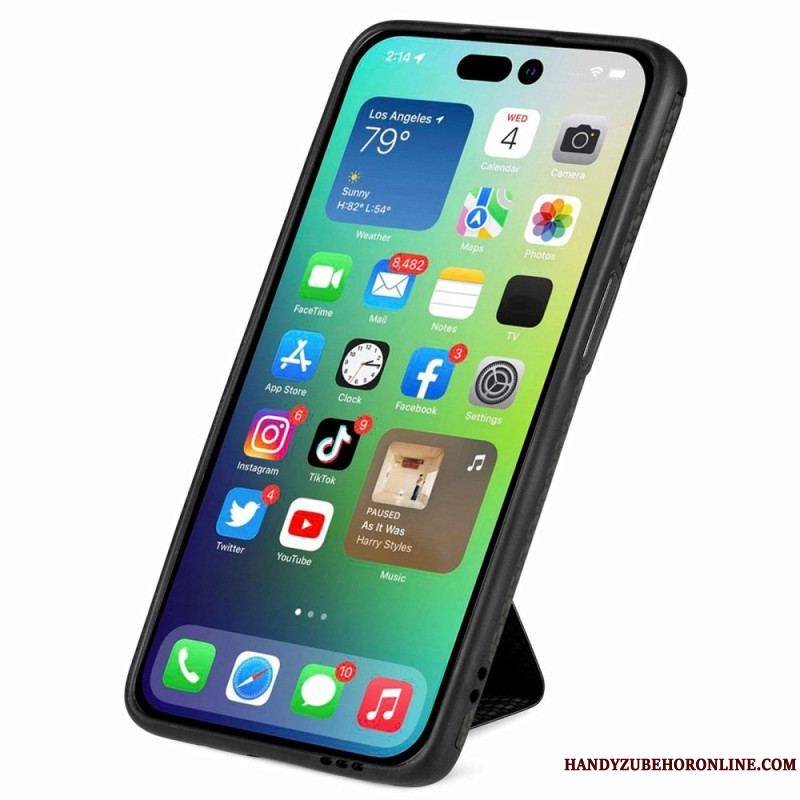 Coque iPhone 14 Fibre Carbone Porte-Cartes Support