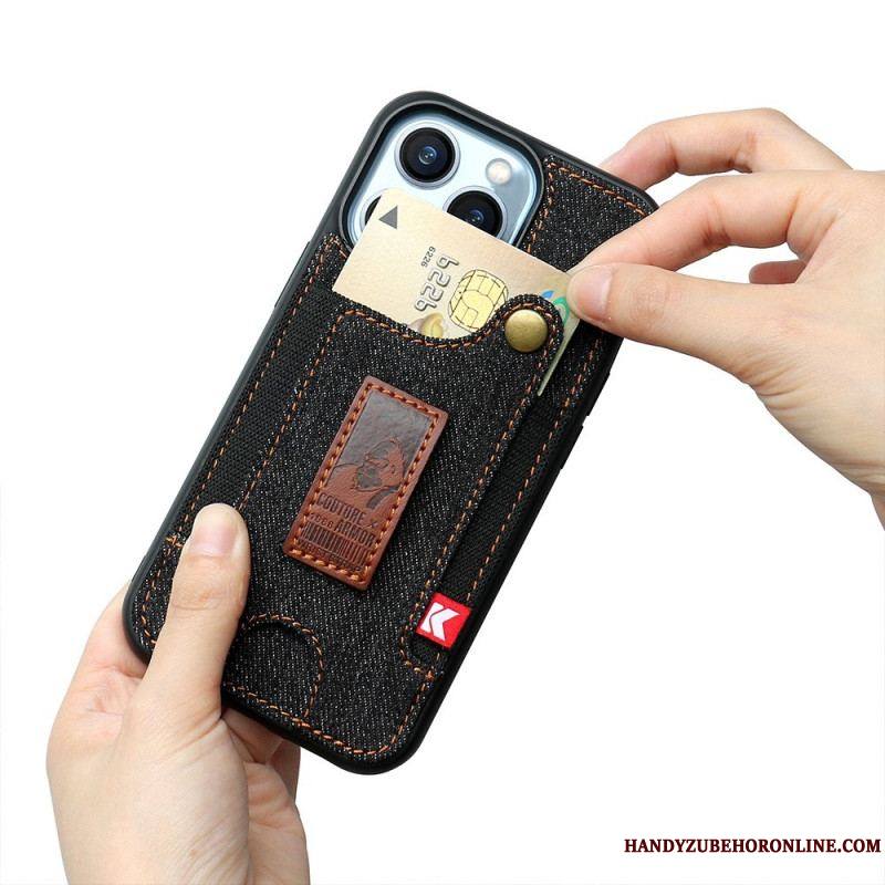 Coque iPhone 14 Porte-Cartes et Sangle Jeans