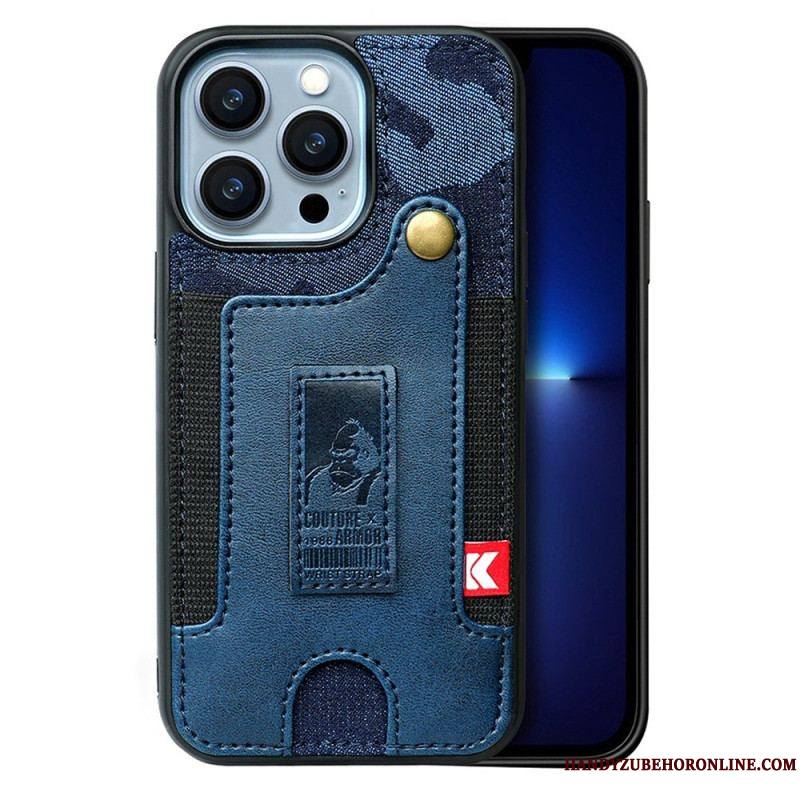 Coque iPhone 14 Porte-Cartes et Sangle Jeans