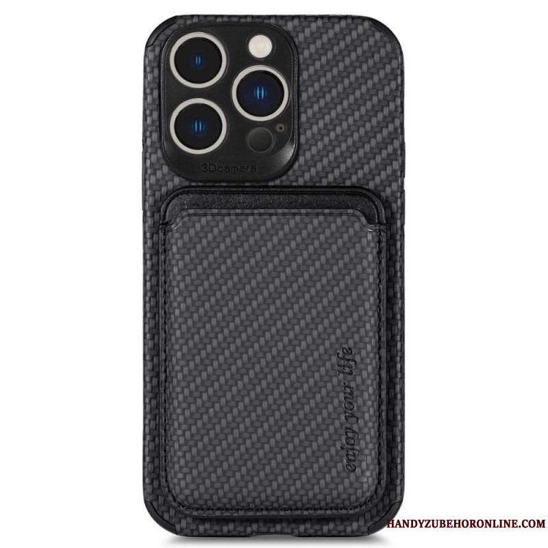 Coque iPhone 14 Pro Fibre de Carbone et Portefeuille Magnétique