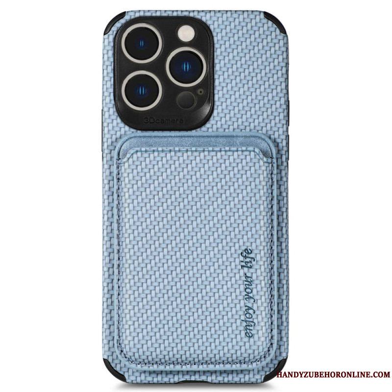 Coque iPhone 14 Pro Fibre de Carbone et Portefeuille Magnétique