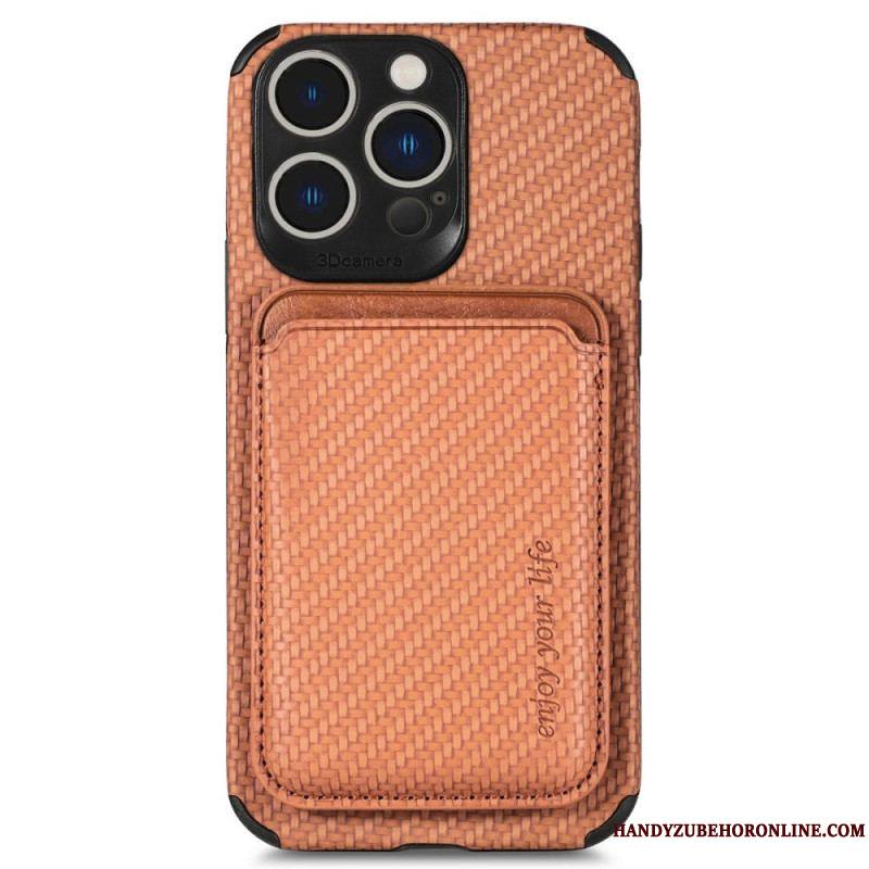 Coque iPhone 14 Pro Fibre de Carbone et Portefeuille Magnétique