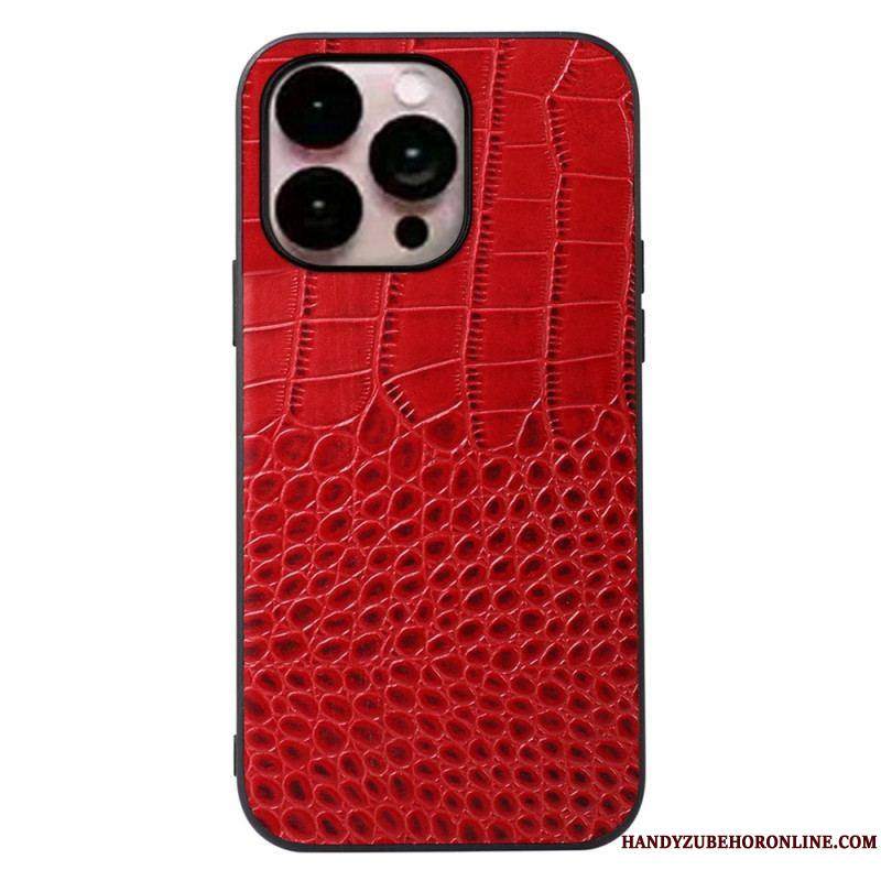 Coque iPhone 14 Pro Max Cuir Véritable Texture Crocodile