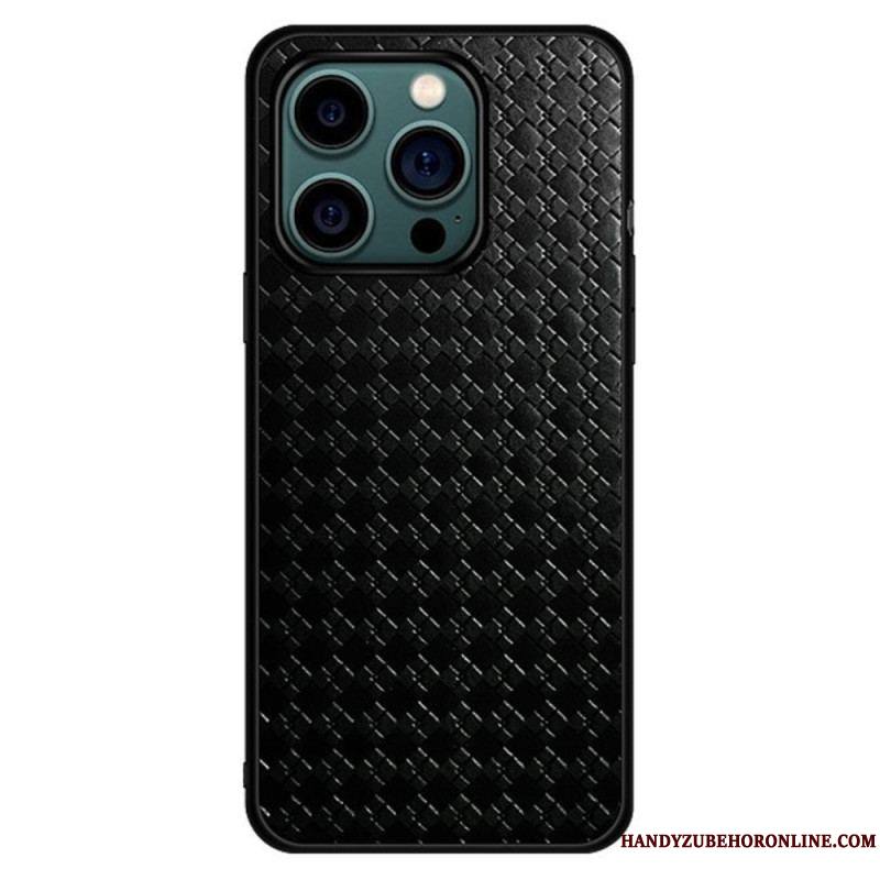 Coque iPhone 14 Pro Simili Cuir Tissé