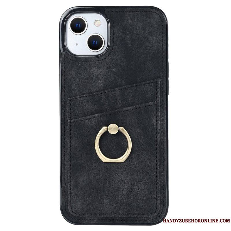 Coque iPhone 14 Vintage Anneau-Support et Porte-Cartes