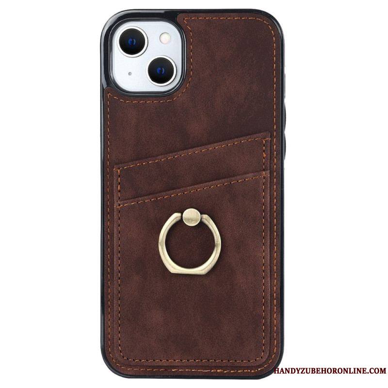 Coque iPhone 14 Vintage Anneau-Support et Porte-Cartes