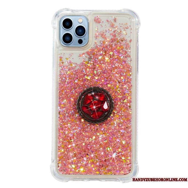 Coque iPhone 15 Pro Max Paillettes avec Anneau-Support