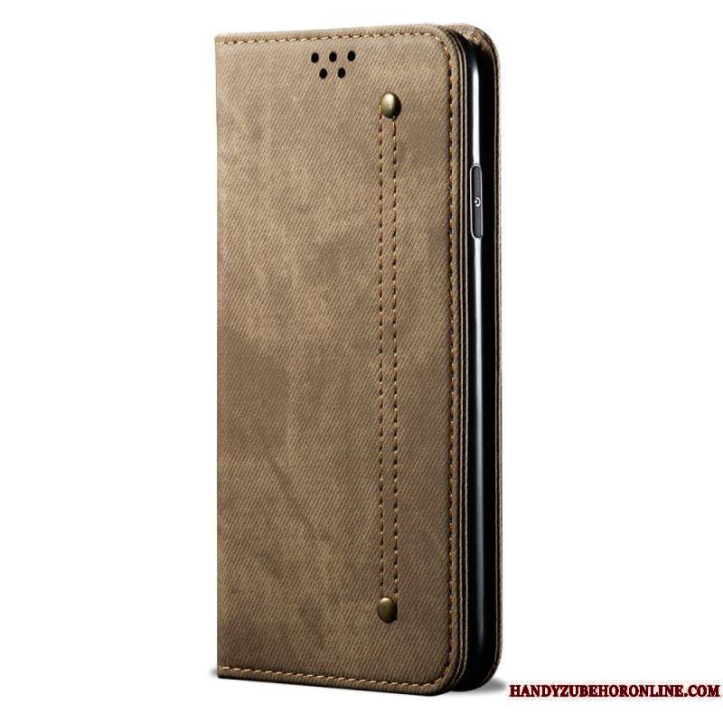 Flip Cover Huawei P60 Pro Tissu Jeans